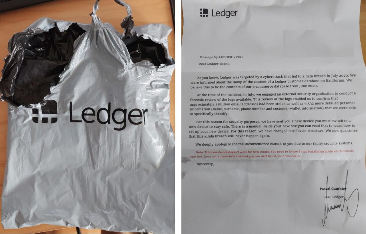 伪造 Ledger 设备的包装和信件