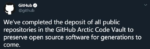 Github将你的代码打包到北极封存千年